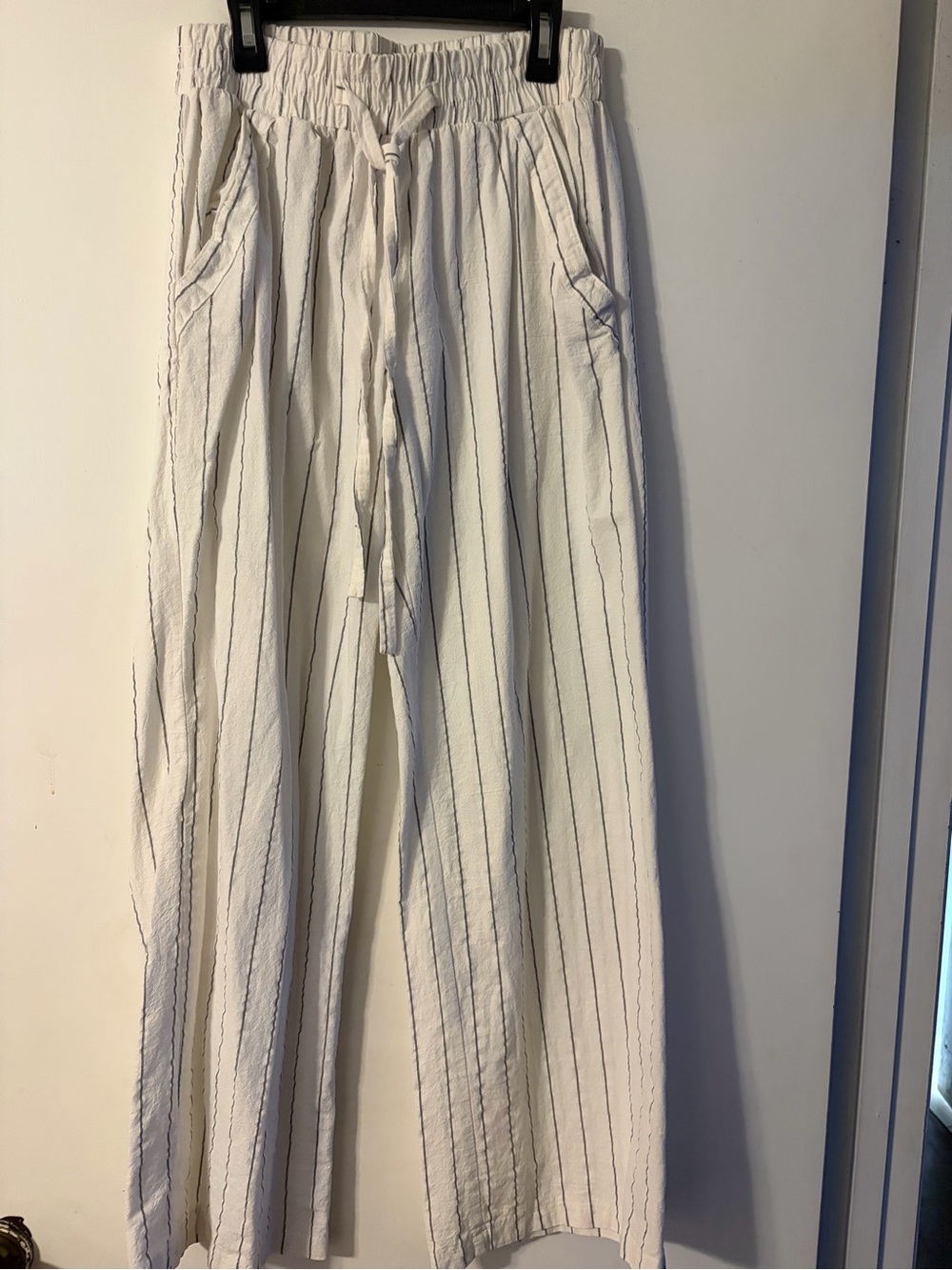 Sienna Sky White Pinstripe Drawstring Chinos